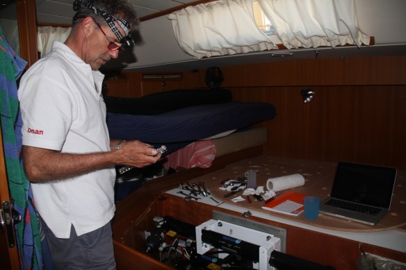 Ian fixing watermaker